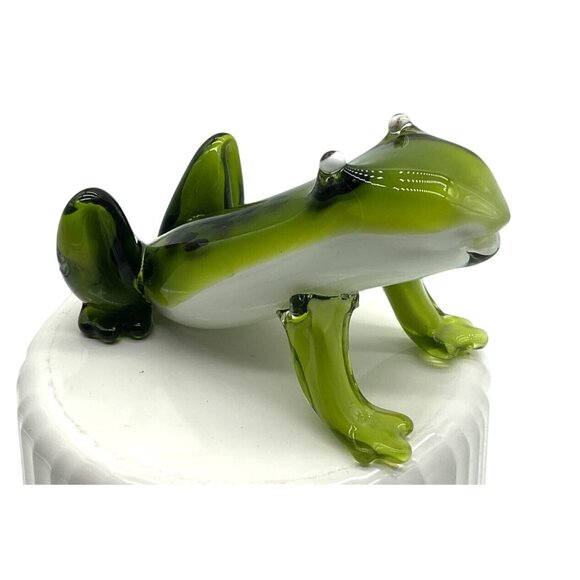Weirdo Derpy Frog Toad Hand Blown Art Glass Paperweight Very Heavy 6"L x 3.5"H - Picture 3 of 7